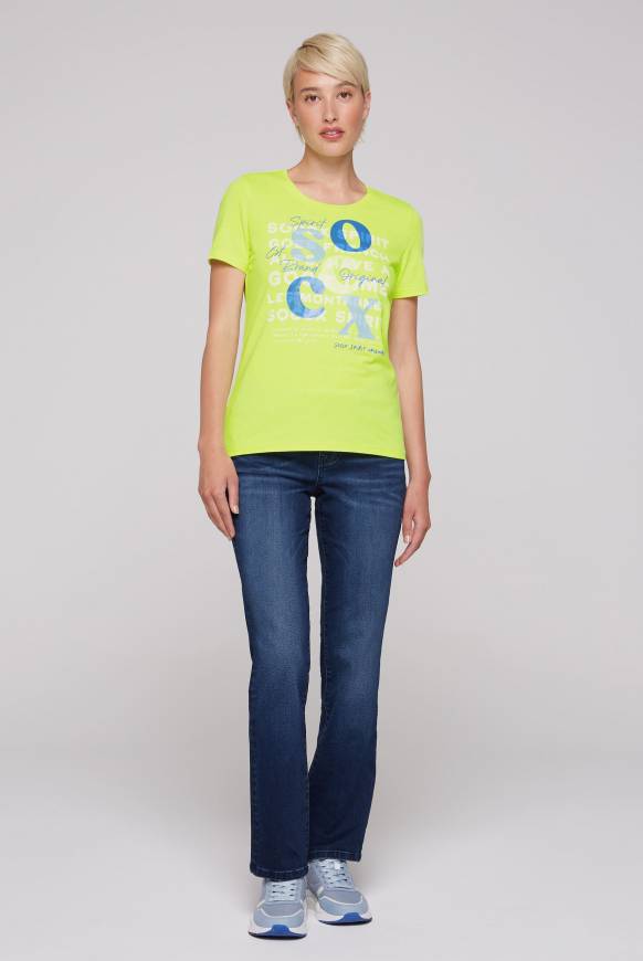 Soccx T-Shirt mit Rundhalsausschnitt und Print yellow lime Jubiläumsangebot