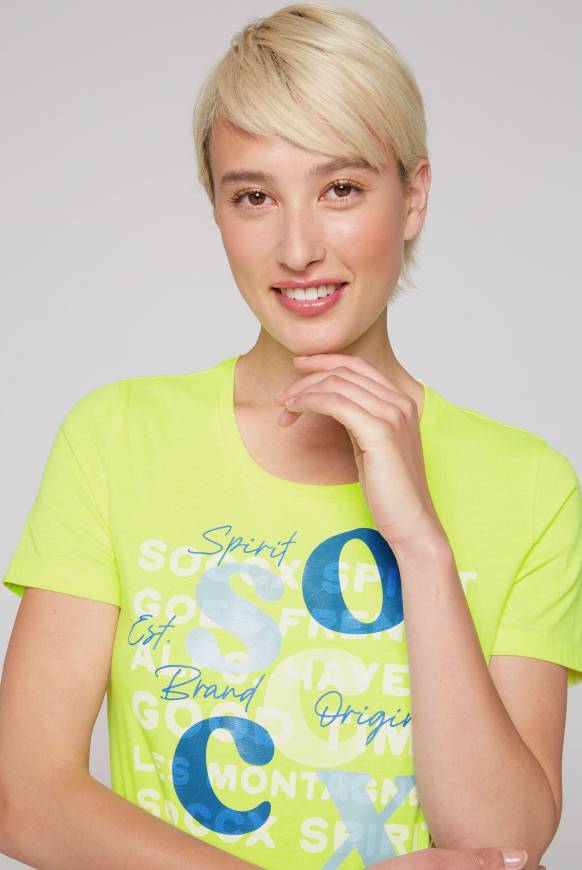 Soccx T-Shirt mit Rundhalsausschnitt und Print yellow lime Jubiläumsangebot