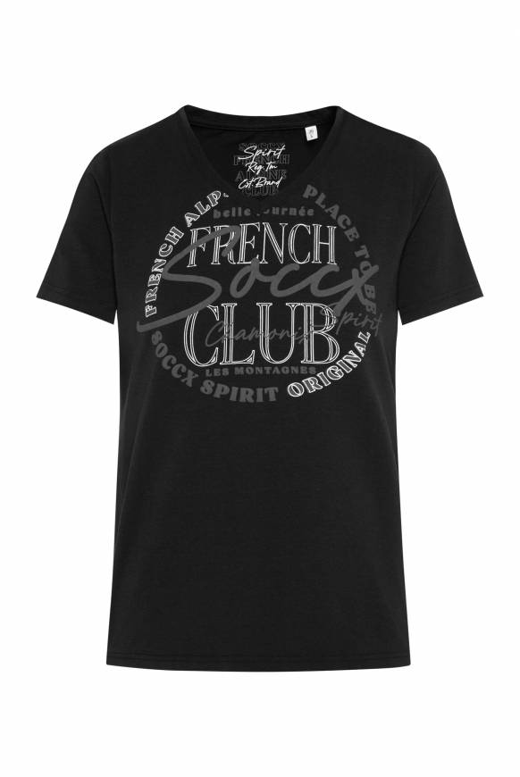 Soccx T-Shirt mit V-Ausschnitt und Print black Lagerräumung