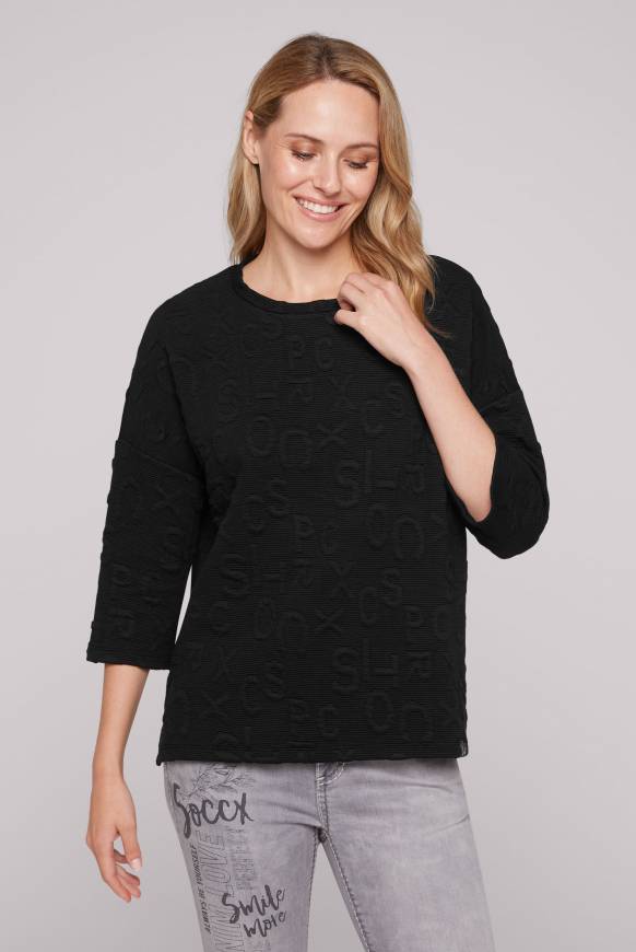 Soccx Sweatshirt mit Intarsia-Artwork black Online Outlet