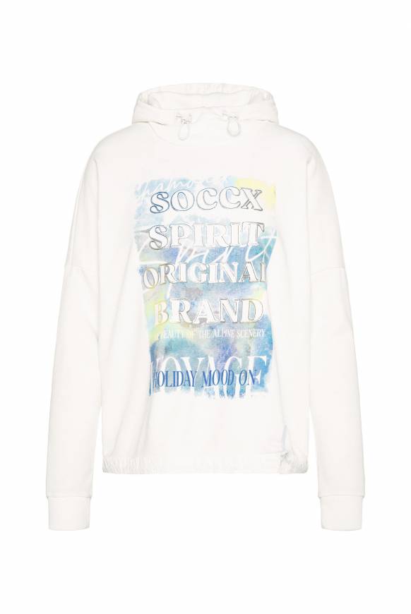 Soccx Sweatshirt mit Kapuze und Print Artwork ivory Blitzangebot