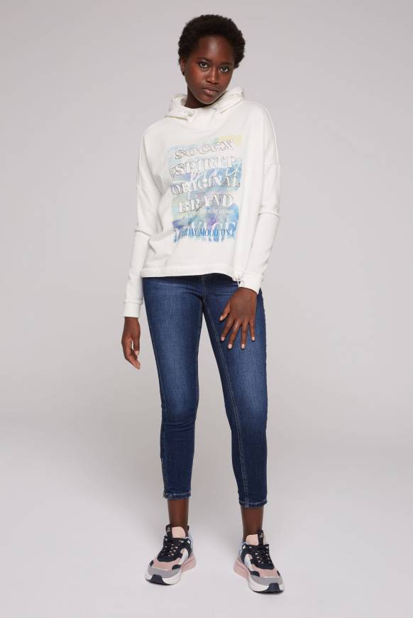 Soccx Sweatshirt mit Kapuze und Print Artwork ivory Blitzangebot