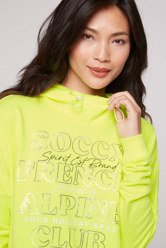 Soccx Sweatshirt mit Kapuze und Print Artwork yellow lime Große Rabatte