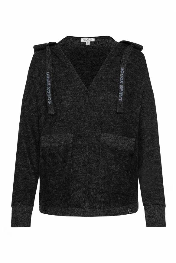 Soccx Offener Kurz-Cardigan mit Kapuze black melange Neuheiten