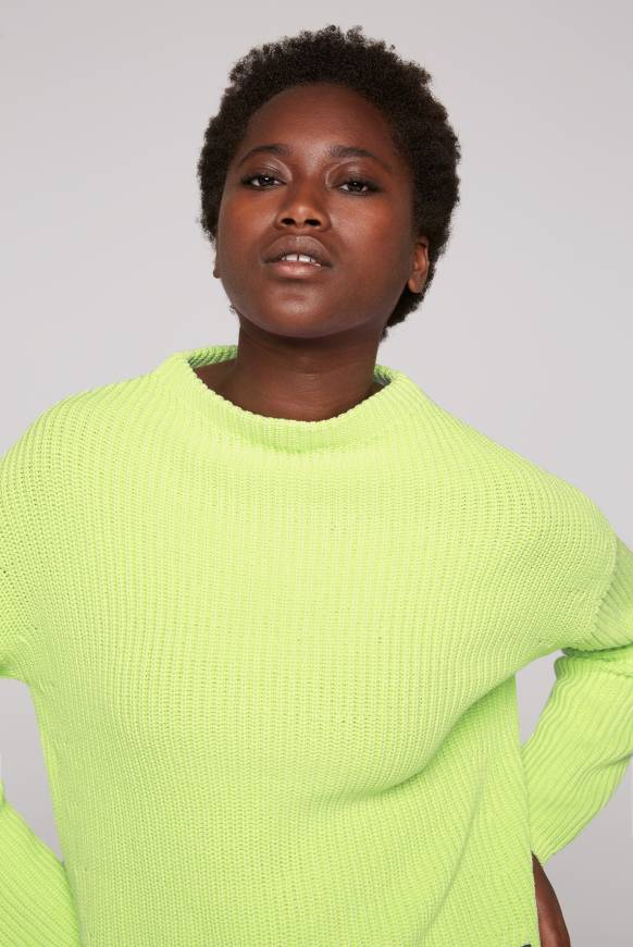 Soccx Rippstrickpullover Stone Washed yellow lime Räumungsverkauf
