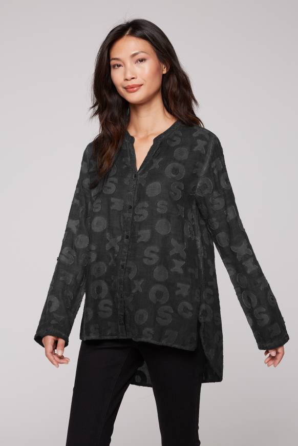 Soccx Bluse Oil Dyed mit Intarsia-Muster black Sonderangebote