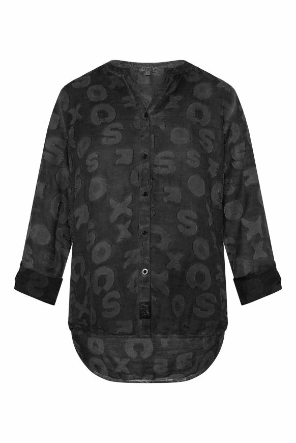 Soccx Bluse Oil Dyed mit Intarsia-Muster black Sonderangebote