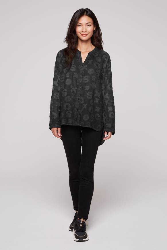 Soccx Bluse Oil Dyed mit Intarsia-Muster black Sonderangebote