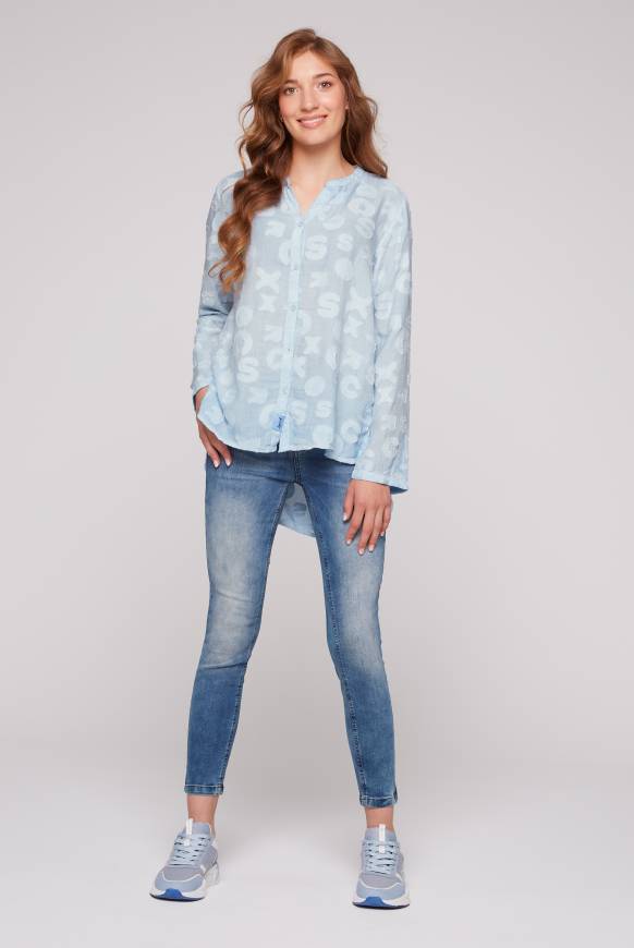 Soccx Bluse Oil Dyed mit Intarsia-Muster cool blue Riesige Ersparnisse