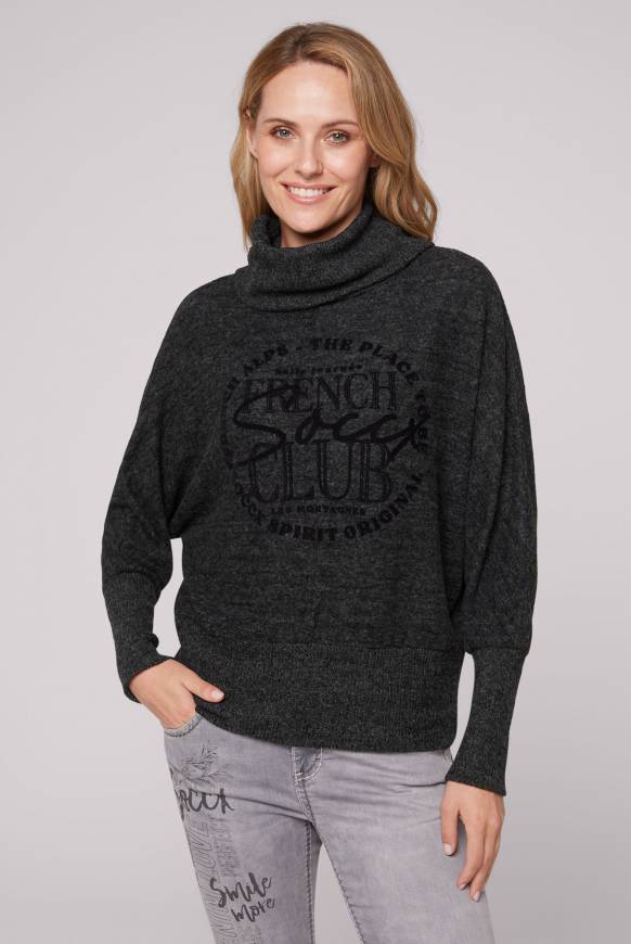 Soccx Rollkragenpullover mit Fledermausärmeln black melange Tiefpreis