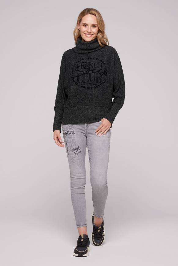 Soccx Rollkragenpullover mit Fledermausärmeln black melange Tiefpreis