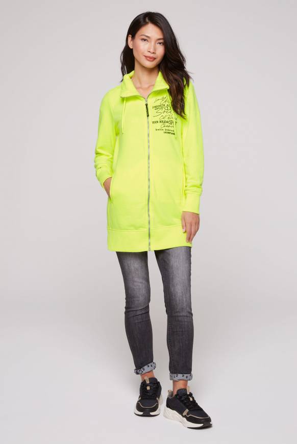 Soccx Lange Sweatjacke mit hohem Kragen yellow lime Wochenangebot