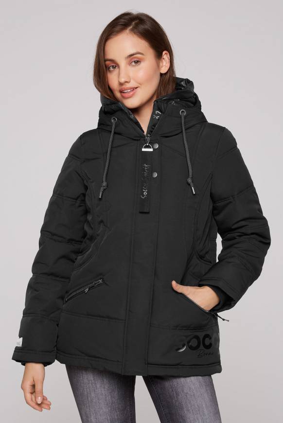 Soccx Steppjacke mit Kapuzen-Layering black JETZT KAUFEN