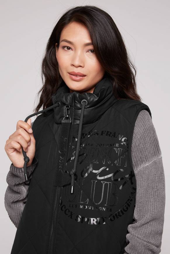 Soccx Lange Steppweste mit Shiny-Details black Bis zu 60% Rabatt