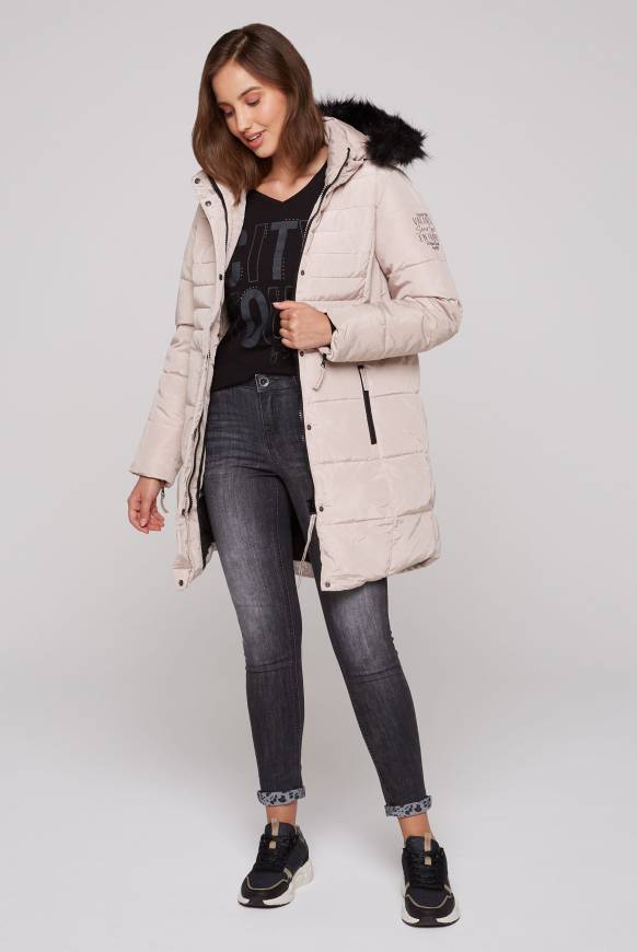 Soccx Stepp-Parka mit abtrennbarer Kapuze und Kunstfell light beige Bis zu 55% Rabatt