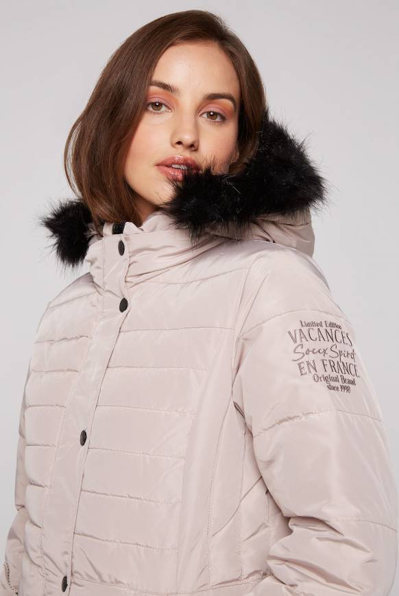 Soccx Stepp-Parka mit abtrennbarer Kapuze und Kunstfell light beige Bis zu 55% Rabatt