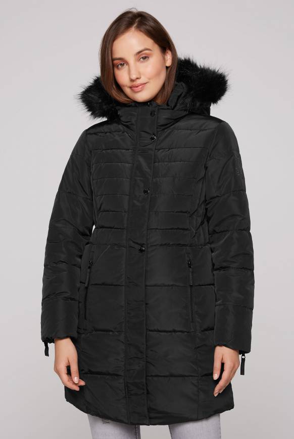 Soccx Stepp-Parka mit abtrennbarer Kapuze und Kunstfell black Discount Store für neue Produkte