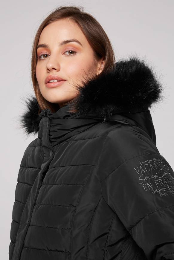 Soccx Stepp-Parka mit abtrennbarer Kapuze und Kunstfell black Discount Store für neue Produkte