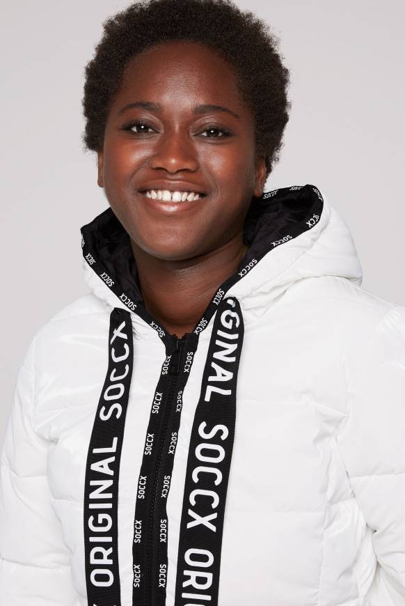 Soccx Glänzende Steppjacke mit Samt-Optik white 50% Rabatt mit kostenlosem Versand