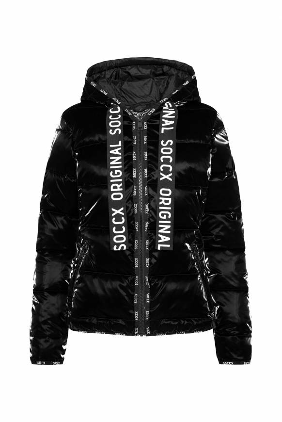 Soccx Glänzende Steppjacke mit Samt-Optik black Clearance-Verkauf