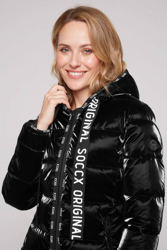 Soccx Glänzende Steppjacke mit Samt-Optik black Clearance-Verkauf