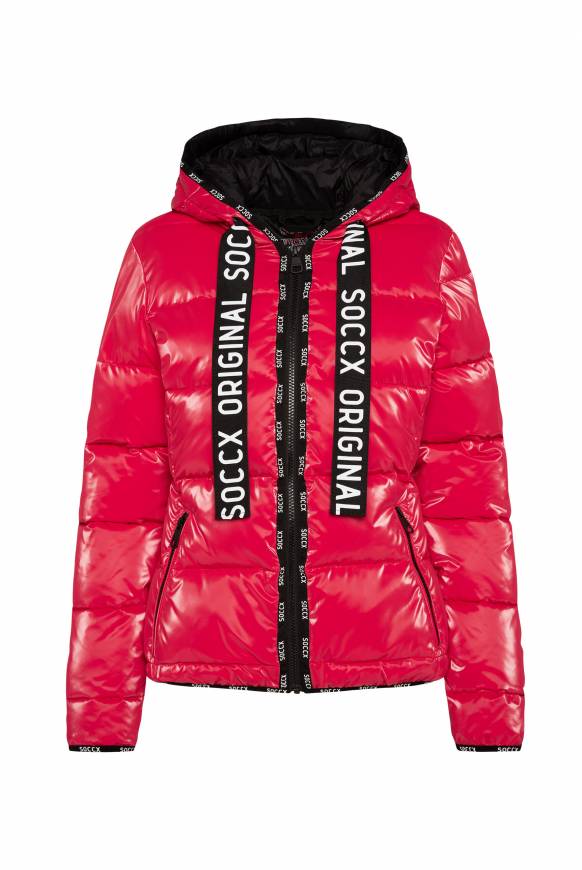 Soccx Glänzende Steppjacke mit Samt-Optik clear red Kostenloser Versand international