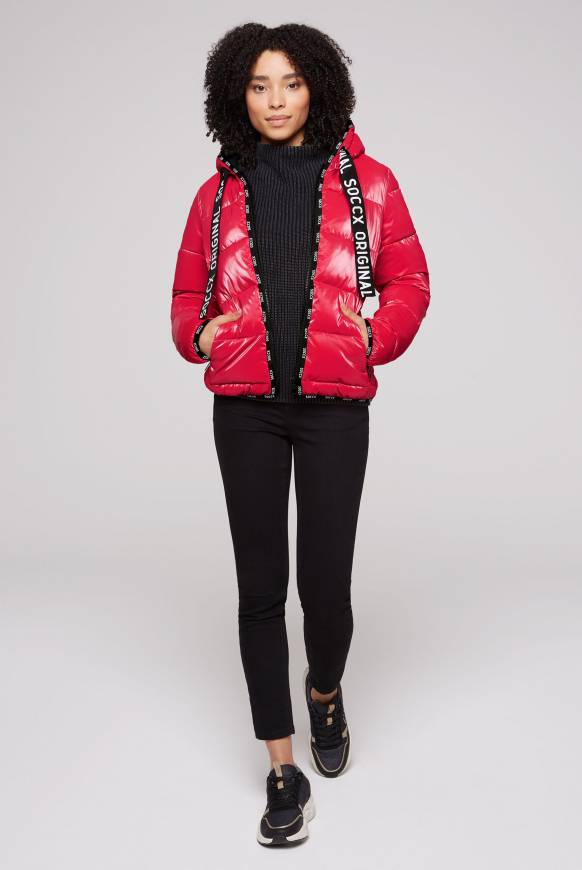 Soccx Glänzende Steppjacke mit Samt-Optik clear red Kostenloser Versand international