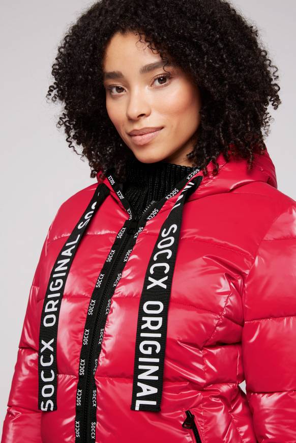 Soccx Glänzende Steppjacke mit Samt-Optik clear red Kostenloser Versand international