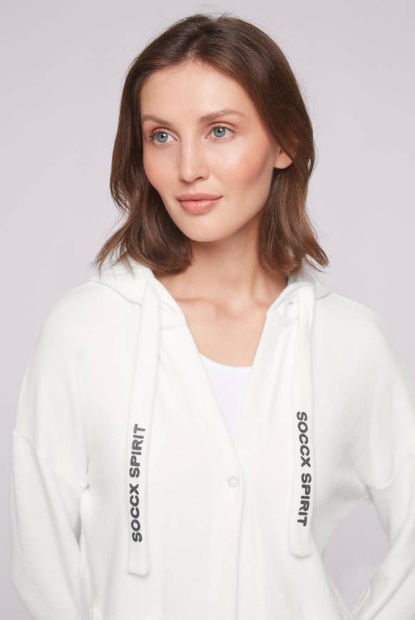 Soccx Offener Kurz-Cardigan mit Kapuze ivory Black Friday Preise