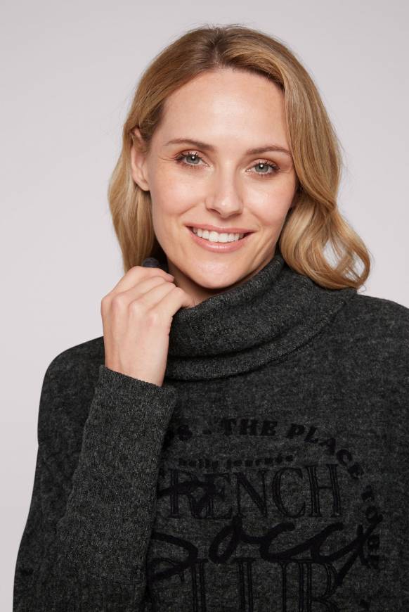Soccx Rollkragenpullover mit Fledermausärmeln black melange 2025