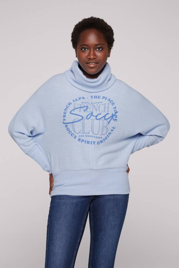 Soccx Rollkragenpullover mit Fledermausärmeln cool blue Online