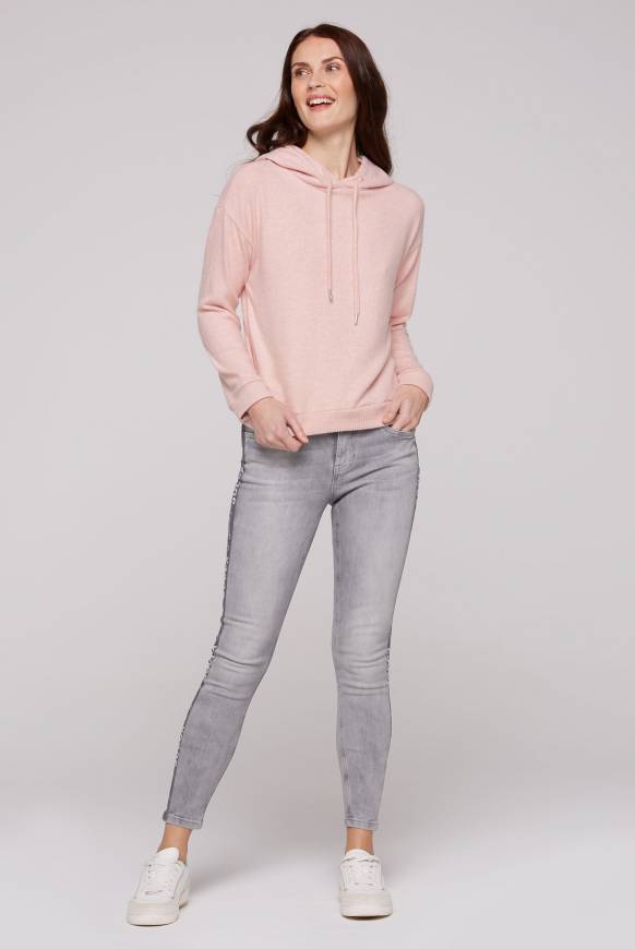 Soccx Basic Hoodie aus Flauschstrick rose blush Outlet