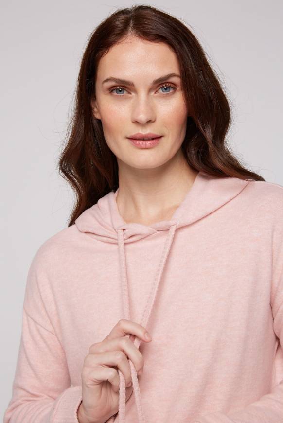 Soccx Basic Hoodie aus Flauschstrick rose blush Outlet