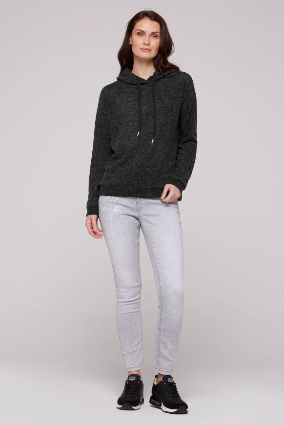 Soccx Basic Hoodie aus Flauschstrick black Auslauf
