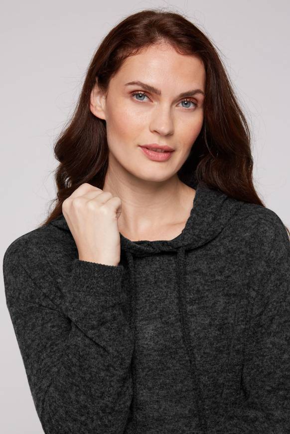 Soccx Basic Hoodie aus Flauschstrick black Auslauf