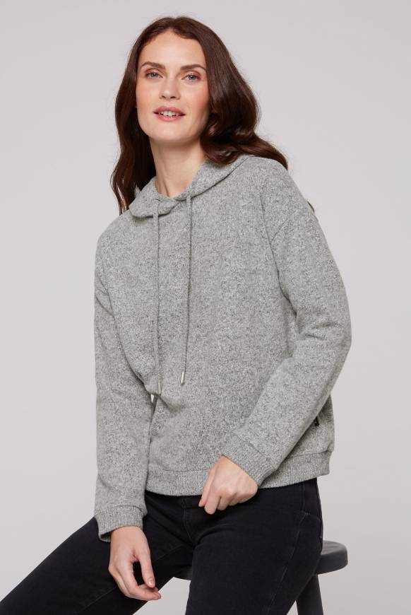 Soccx Basic Hoodie aus Flauschstrick grey melange Verkauf