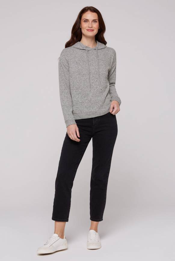 Soccx Basic Hoodie aus Flauschstrick grey melange Verkauf