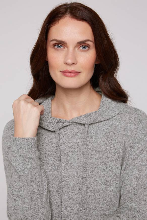 Soccx Basic Hoodie aus Flauschstrick grey melange Verkauf