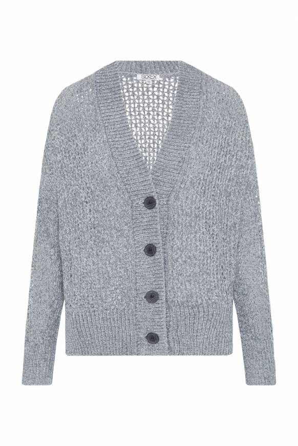 Soccx Chenille-Cardigan mit Strickmuster cold grey im Angebot
