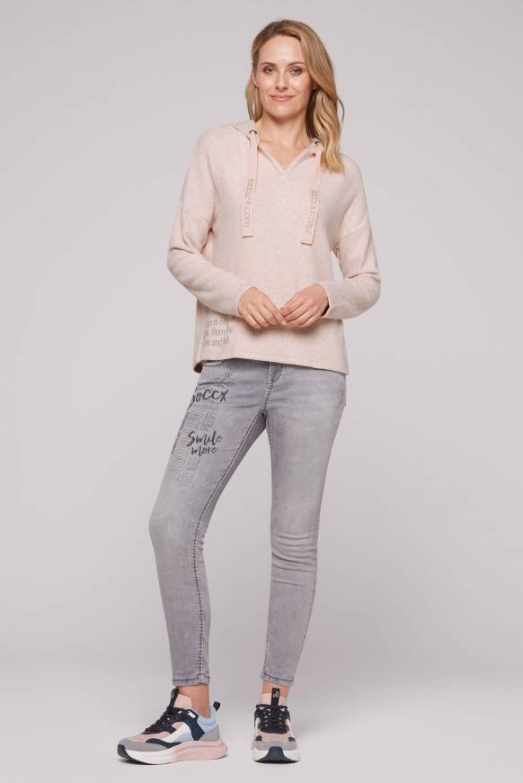 Soccx Kapuzenpullover aus Flauschstrick rose blush Schlussverkauf