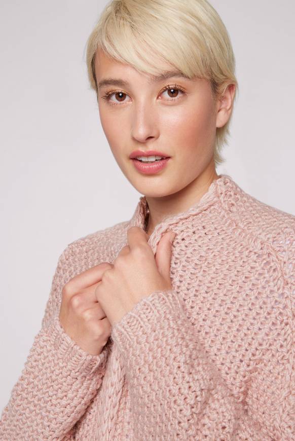 Soccx Langer Cardigan mit Perlmuster rose blush Günstiger Verkauf