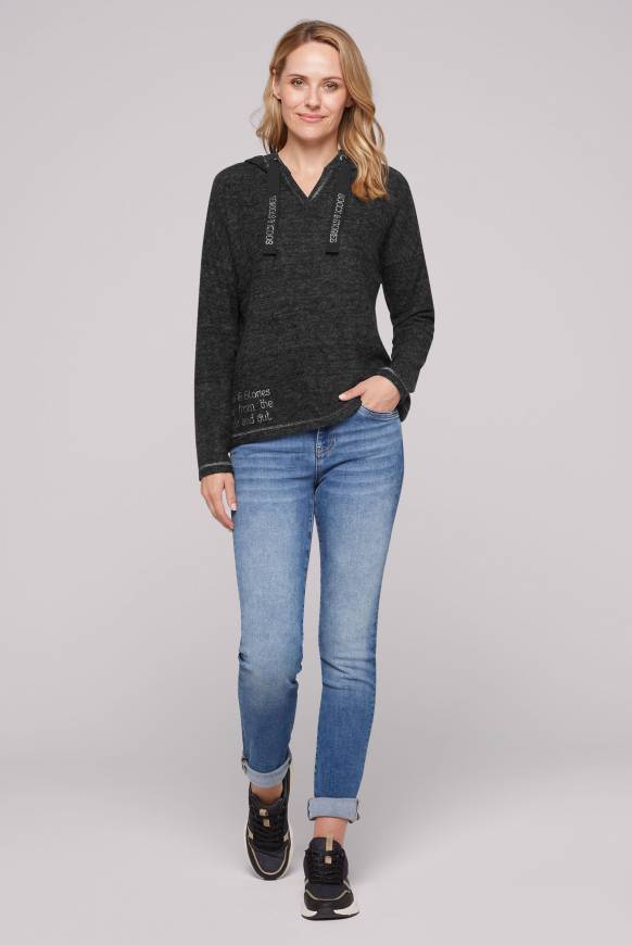 Soccx Kapuzenpullover aus Flauschstrick black Meist gekauft