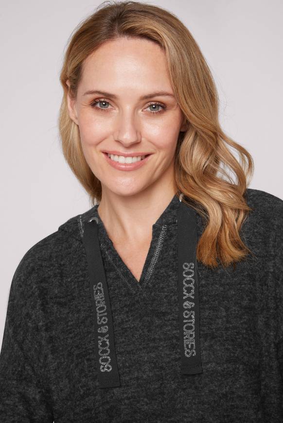 Soccx Kapuzenpullover aus Flauschstrick black Meist gekauft