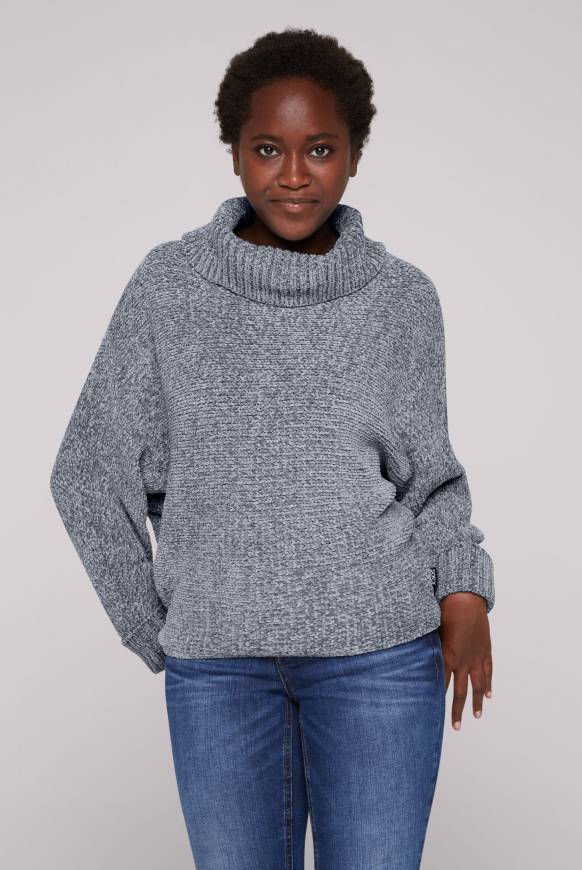 Soccx Oversized Rollkragenpullover aus Chenille cold grey Kostenloser Versand
