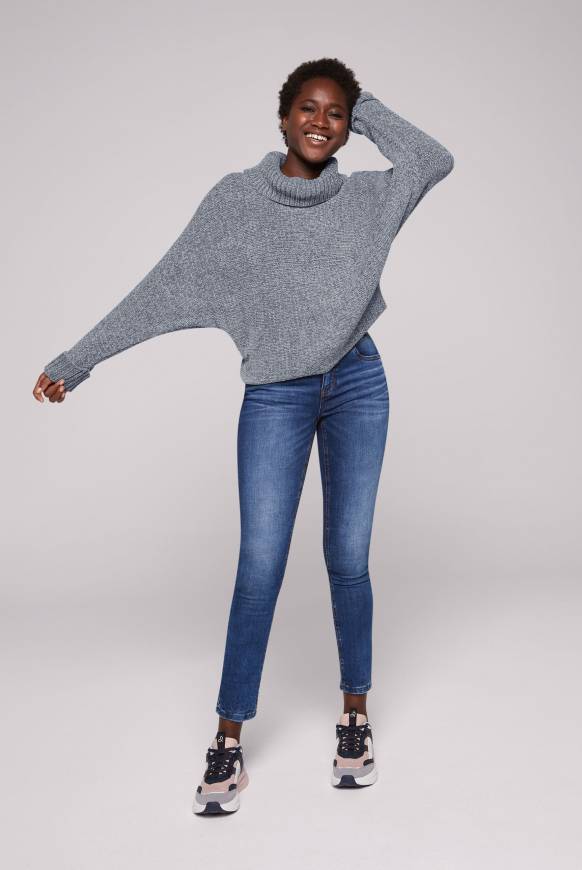Soccx Oversized Rollkragenpullover aus Chenille cold grey Kostenloser Versand
