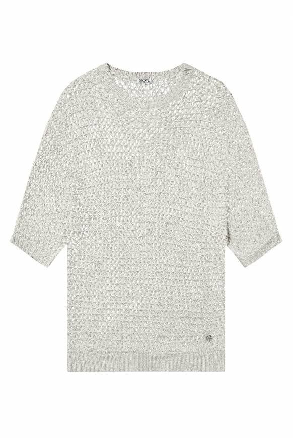 Soccx Kurzarm-Pullover aus Strukturgarn stone beige Fabrik Onlineshop