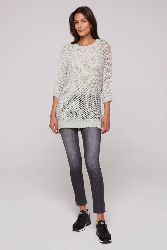 Soccx Kurzarm-Pullover aus Strukturgarn stone beige Fabrik Onlineshop