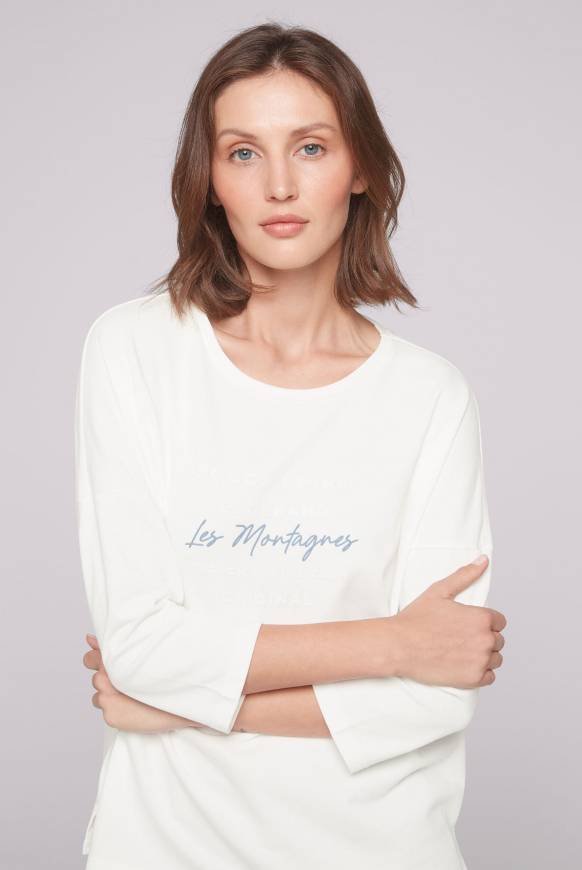 Soccx Sweatshirt mit tonigen Rubber Prints ivory Günstig kaufen