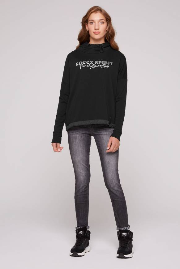 Soccx Sweatshirt mit Kapuze und Print Artwork black Online Shopping