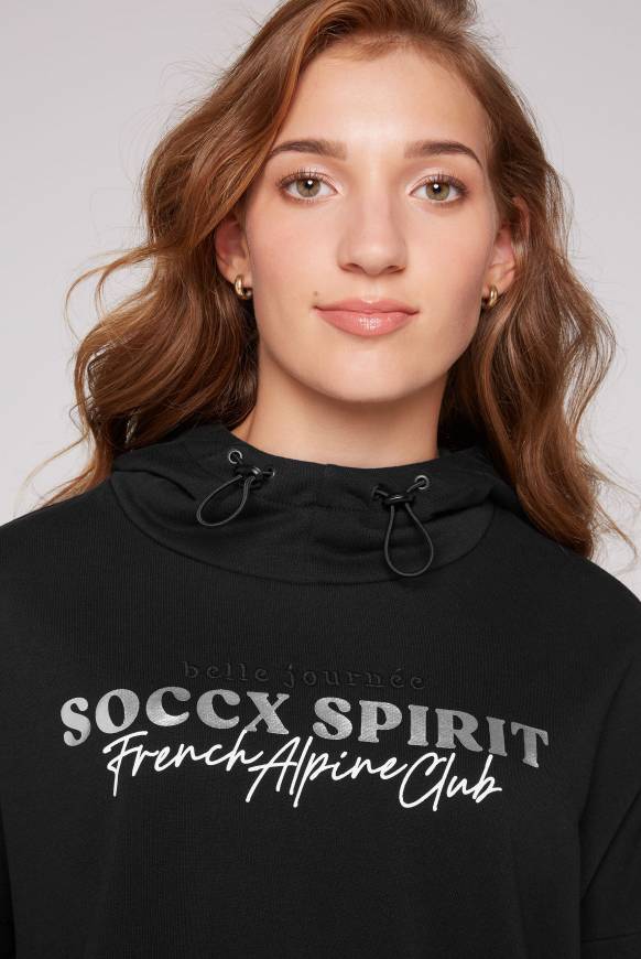 Soccx Sweatshirt mit Kapuze und Print Artwork black Online Shopping
